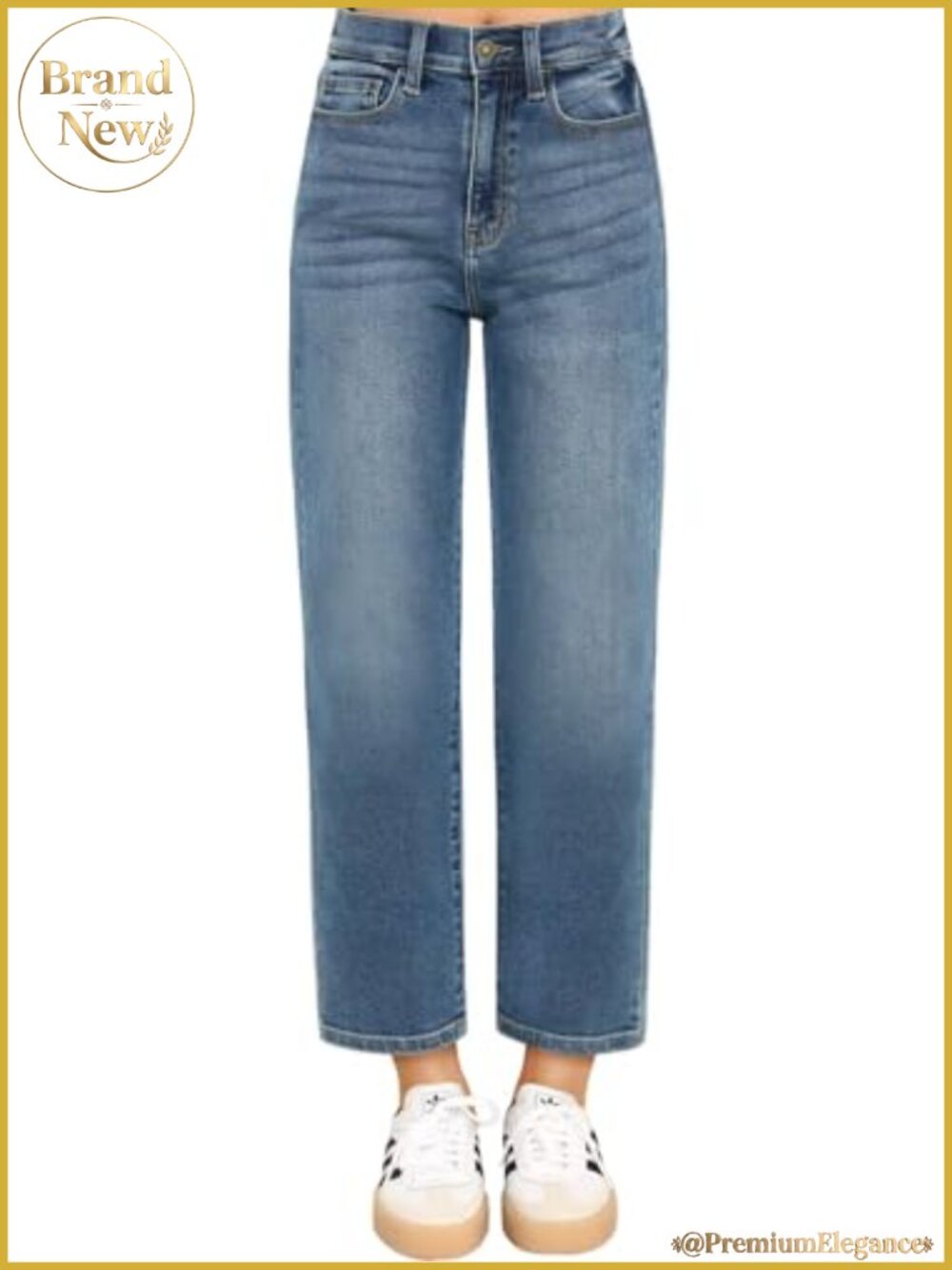 High Waisted Cropped Straight Leg Jeans Women 7/8 Length Denim Pants